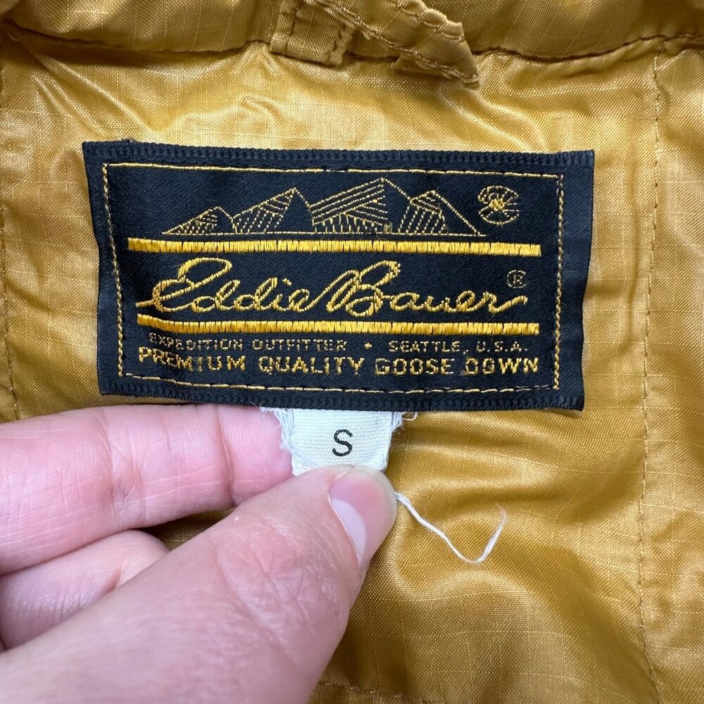 Vintage Eddie Bauer USA 1970s Honey Gold Goose Down Quilted Jacket Coat Size S - Picture 4 of 10